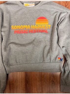 Aviator Nation Gray Sonoma Harvest Music Festival Crewneck with Sunset Graphic